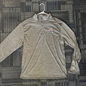 Gray Quarter-Zip Pullover with Logo